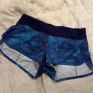 Unique Blue Pattern Lululemon Speed Up Shorts